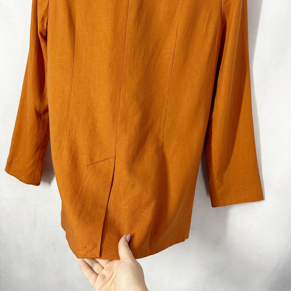 Open Edit Linen Burnt Orange Single Button Oversize Blazer Women's Size Small - Picture 8 of 13